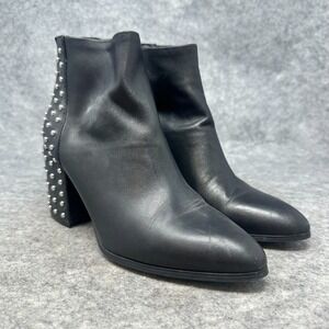 Steve Madden Jillian Leather Studded Ankle Boots Womens Size 7 Black Biker Moto